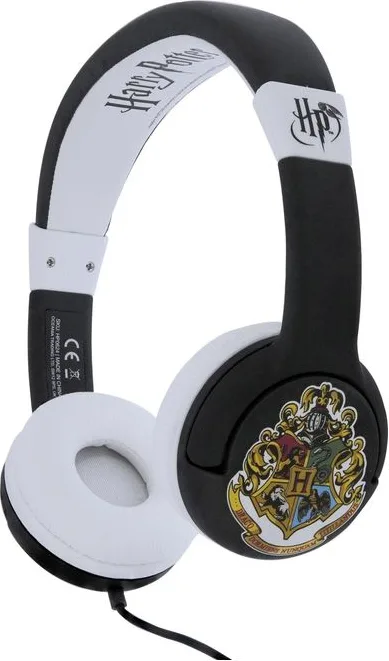 4side HP0624 Harry Potter Hogwarts Crest Cuffie Cablate (Bianco - Nero)