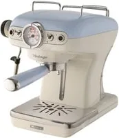 Ariete 1389 Macchina da Caffè Espresso di Design - per Polvere e cialde ESE - filtro 1 e 2 tazze - Montalatte - 850 Watt - Linea Vintage - Celeste