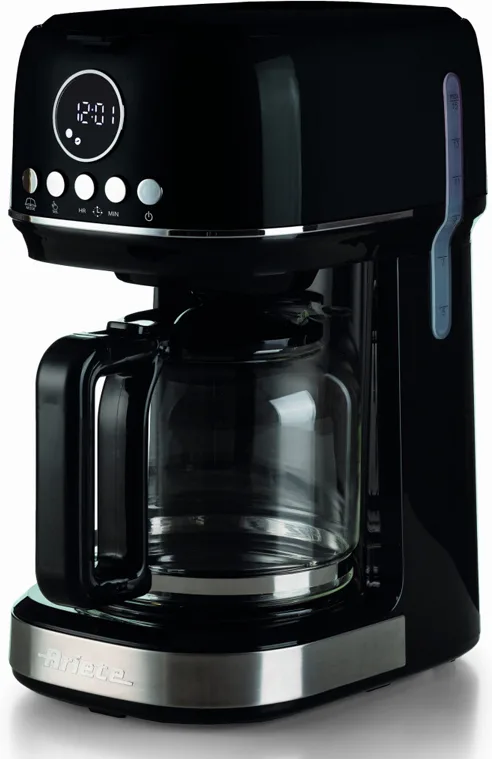 Ariete 1396 Macchina da caffè con filtro Moderna, Caffè americano, Capacità fino a 15 tazze, Base riscaldante, Display LCD, Filtri estraibili e lavabili, Nero