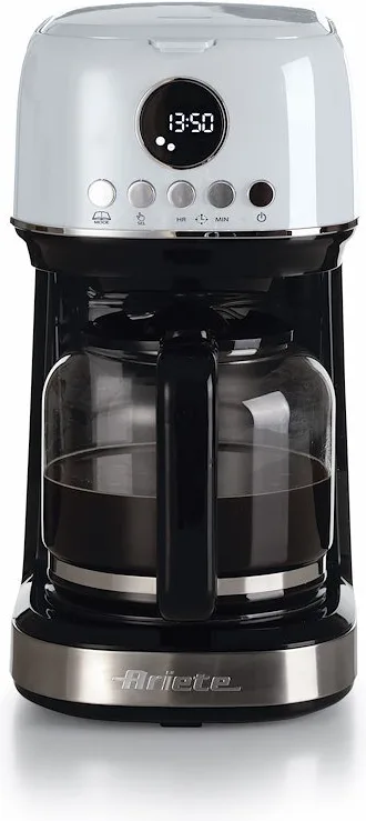 Ariete 1396 Macchina da caffè con filtro Moderna, Caffè americano, Capacità fino a 15 tazze, Base riscaldante, Display LCD, Filtri estraibili e lavabili