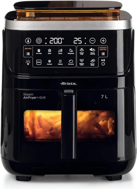 Ariete Air Fryer 7 L Steam Friggitrice ad Aria 7 Litri 1700 W (Nero)