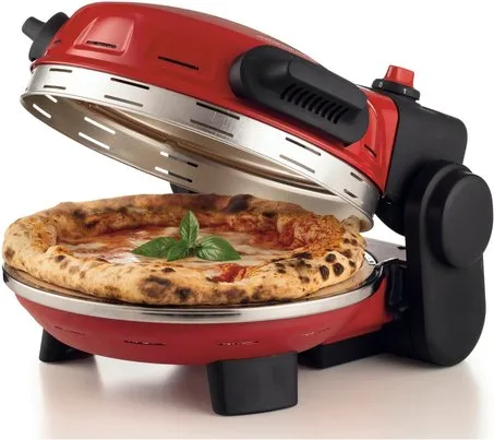 Ariete 934 Pizzeria Gourmet, Forno per pizza napoletana e calzoni, 1500W, Temperatura 400°C, 3 minuti di cottura, Pietra refrattaria rimovibile, Regolazione temperatura inferiore e superiore, Rosso