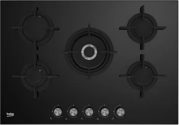 Beko Hilw 75222 S Piano Cottura a Gas 5 Fuochi 75 cm (Nero)
