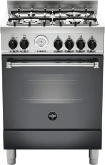 Bertazzoni La Germania AMN664ENET Cucina Gas 4 Fornelli con Forno Elettrico da 60 cm Nero#CONSEGNA IN 3 SETTIMANE##CONSEGNA IN 3 SETTIMANE#