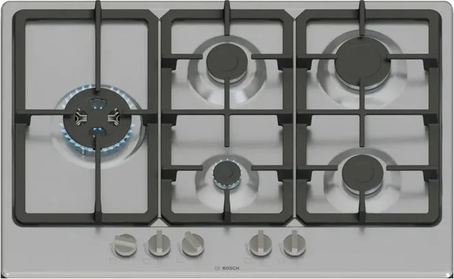 Bosch PGM7B5K90 Piano Cottura 5 Fuochi 75 cm (Acciaio Inox)