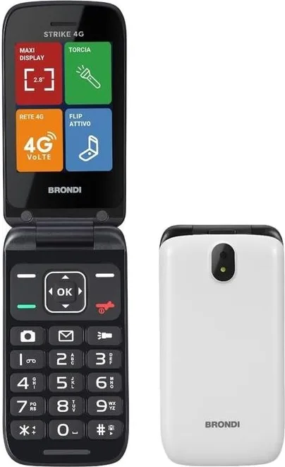 Brondi 8015908810516 Strike Telefono Cellulare Clamshell 4G LTE Dual SIM 2.8'' Bluetooth 5.0 Batteria 1000 mAh colore Grigio Chiaro