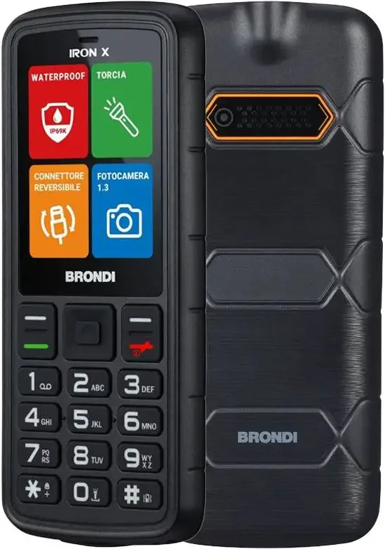 Brondi Iron X Telefono Cellulare Rugged 2.4'' Dual SIM Bluetooth 4.0 IP69K colore Nero