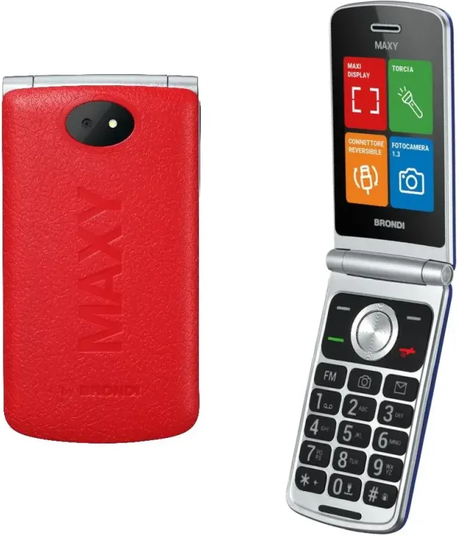 Brondi Maxy 10283002 Telefono Cellulare Rosso con Flip Attivo Dual SIM Type-C