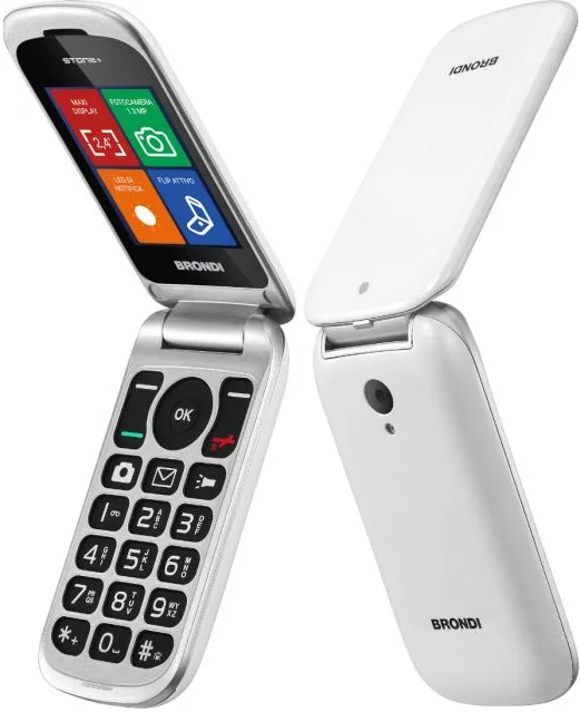 Brondi STONE+ Telefono Cellulare Basico Flip Attivo Dual SIM 2.4'' 1.3 MP Bluetooth MicroSD colore Bianco