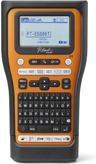 Brother PT-E560BTVP Etichettatrice Palmare Professionale Bluetooth 5.0 QWERTY Nastri TZe HSe fino a 24 mm Settore Elettrico colore Nero Arancione