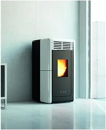 COLA LA2LF10Y Stufa a pellet canalizzabile con rivestimento in maiolica e struttura in acciaio potenza termica 9,10 kW telecomando incluso predisposizione aria esterna colore Avorio