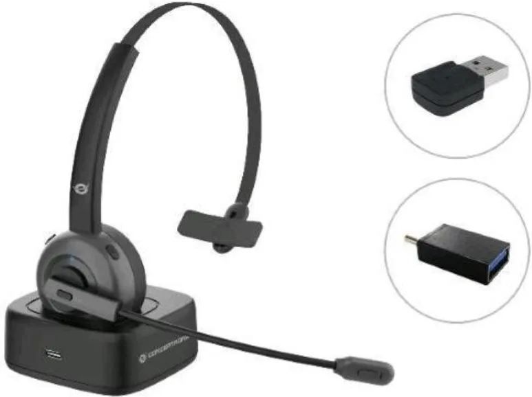 Conceptronic POLONA03BDA Cuffie Auricolari per Ufficio Wireless (Nero)