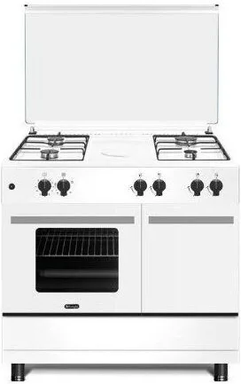 De'Longhi DL964GEWB Cucina a Gas 4 Fuochi 63 Litri Classe A 90 cm (Bianco)