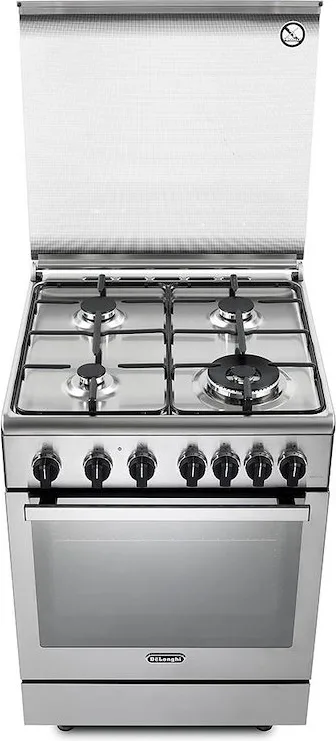 De'Longhi PGVX 64 LSG Cucina a Gas 4 Fuochi Forno a Gas 70 L Grill Elettrico Classe A (89x60x60 cm) colore Inox