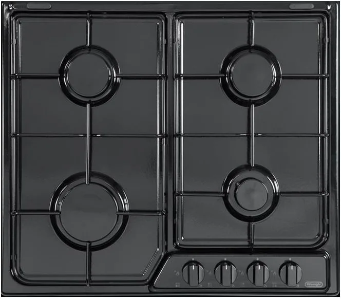 De'Longhi YNF46ASV Piano Cottura a Gas 4 Fuochi 58 cm (Nero)