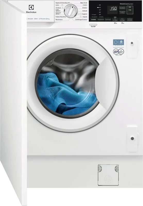 ELECTROLUX EW7W84BDBI LAVASCIUGA INCASSO, Caricamento frontale, 8 kg, 14 programmi, Profondità 54 cm, Giri 1600 rpm, Bianco, livello rumorosità centrifuga 70 dB(A), Classe B