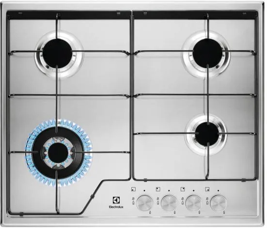 Electrolux KGS6434SX Piano Cottura a Gas 4 Fuochi 60 cm (Acciaio Inox)
