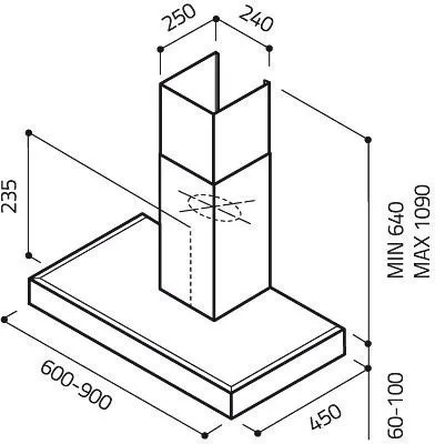 Elica Spot Ng H6 IX/A/60 Cappa Aspirante a Parete 450 m³/h (Acciaio Inox)