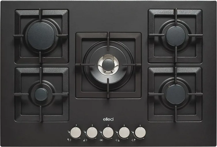 Elleci Plano 75 Tcc PGSP75140CS Piano Cottura a Gas 5 Fuochi 75 cm (Nero)