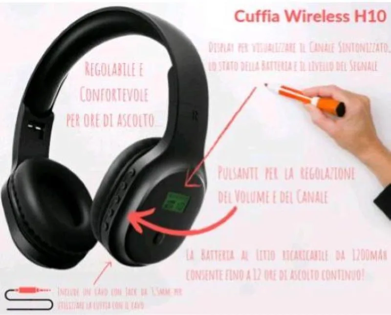 Empire Silent Lab T10 Cuffie a Padiglione Wireless (Nero)