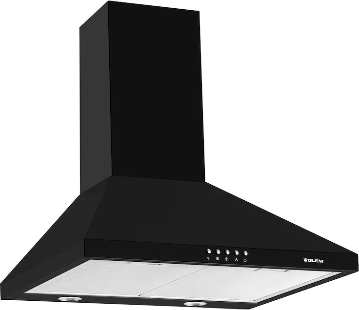 Glem Gas GHP645BK Cappa Aspirante a Parete 60 cm 498 m³/h Classe C (Nero)