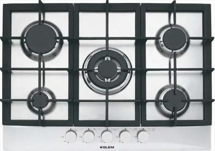 Glem Gas GT755HIX Piano Cottura a Gas 5 Fuochi 68,5 cm (Acciaio Inox)