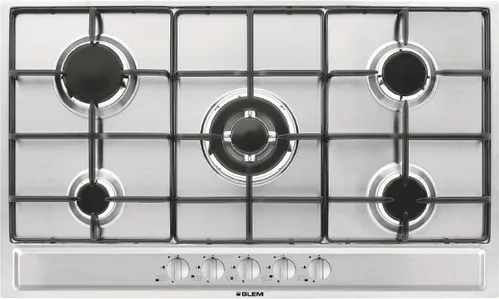 Glem Gas P95FXV Piano Cottura a Gas 5 Fuochi 86 cm (Acciaio Inox)