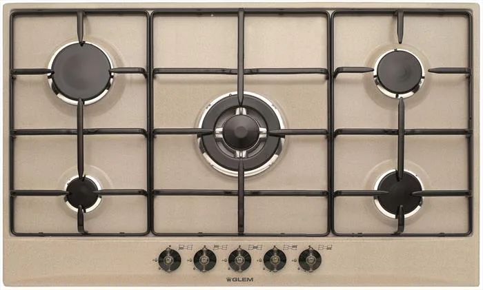Glem Gas GT955SA Piano Cottura a Gas 5 Fuochi 90 cm (Sabbia)