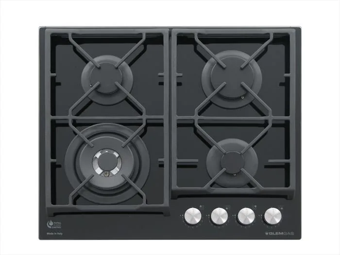 Glem Gas GV64TXBK Piano Cottura a Gas 4 Fuochi 60 cm (Nero)