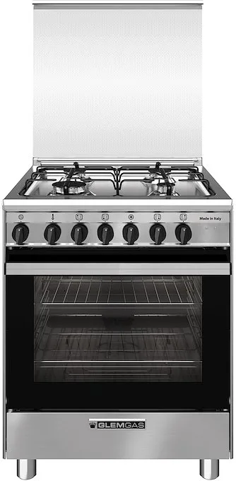 Glem Gas SA664MI6 Cucina Gas con forno elettrico da 60 cm Nero, Acciaio inox