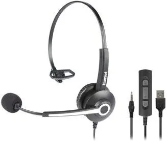 Hamlet HHEADM-UJM Renova Cuffia Professionale Monoaurale con Microfono USB e Jack 3,5 mm Telecomando Plug and Play Compatibile Windows Mac Android iOS colore Nero