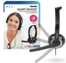 Hamlet HHEADMJK Smart Headset Cuffia con Microfono Regolabile Sovraurale Doppio Jack 3,5mm colore Nero