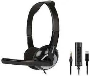 Hamlet HHEADMUS-CJ Cuffia Stereo con Microfono USB-C Jack 3.5 mm Sovraurale per PC Ufficio colore Nero