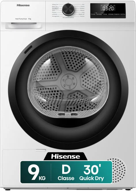 Hisense DHQE900UWDC Asciugatrice a Pompa di Calore 9 KG (Bianco)