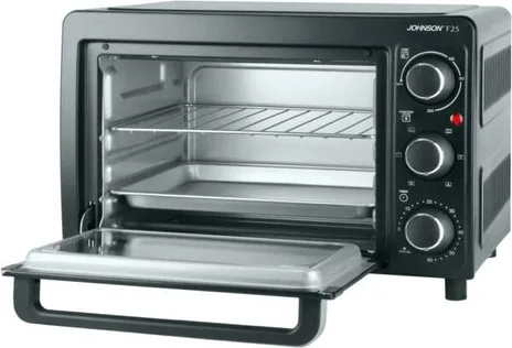 Johnson F25 Forno Elettrico Statico e Ventilato 25 L 1300 W 6 Funzioni Termostato 250°C Timer 60 min colore Nero