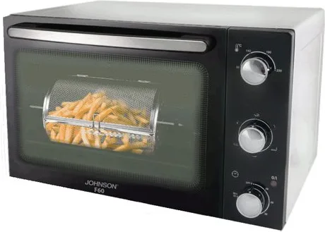 JOHNSON F60 Forno elettrico statico e ventilato con funzione friggitrice ad aria 60 L 2000 W pareti fredde ceramicate (63.5x48.5x42 cm) colore Bianco Nero