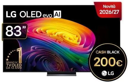 LG OLED evo AI 83'' Serie C6 Pro OLED83C66LB, 4K, Hyper Radiant Color, Precision HDR, Processore α11 Gen3, SMART TV 2026