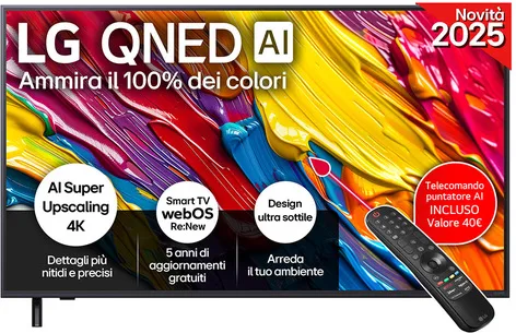 LG QNED AI 55QNED82A6B TV Serie QNED82 55'' 4K, α7 Gen8, HDR10, 20W, 3 HDMI con Game Optimizer, Smart TV WebOS 25