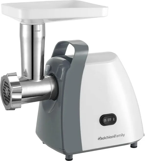 Melchioni FAMILY 118420214 TRITONE Tritacarne e Passapomodoro 250 W Funzione Reversibile con 3 Piastre e Adattatori colore Bianco Grigio