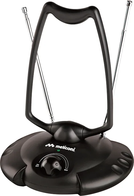 Meliconi AT 380 USB Antenna TV Amplificata da Interni DVB-T DVB-T2 HEVC DAB+ Filtro 4G 5G Portata 20 km colore Nero