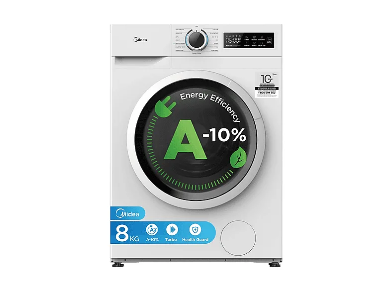 Midea MF110W80BA10 Lavatrice Carica Frontale 8 KG 1400 Giri/min Classe A (Bianco)