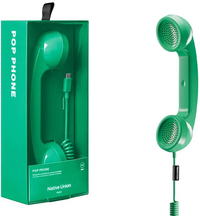 Native Union Pop Phone POP-P-PIN Auricolare Retro' USB-C con Microfono Pino per iPhone iPad Laptop