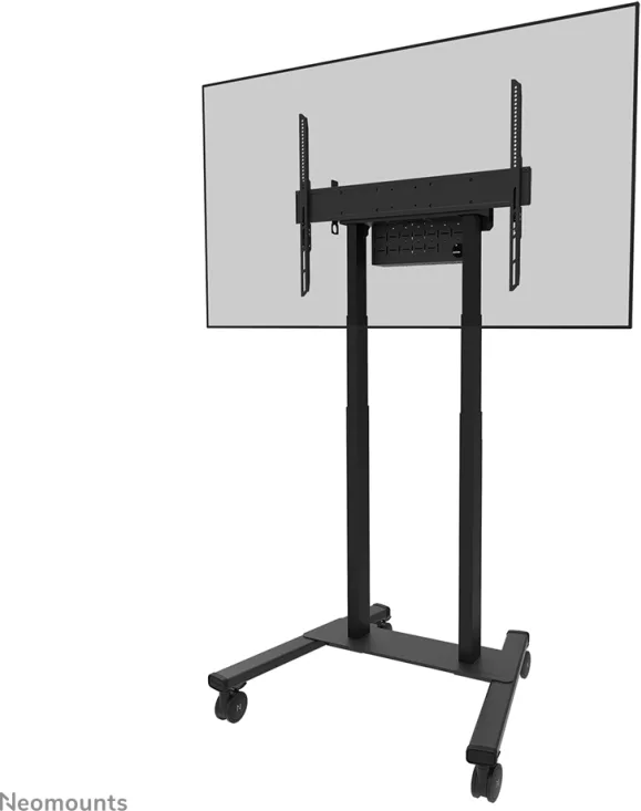 Neomounts W127366252 FL55-875BL1 Carrello TV Motorizzato per Display 55-100 Pollici VESA 100x100-800x600 Altezza Regolabile con Telecomando Ruote Bloccabili Fino a 110 Kg colore Nero