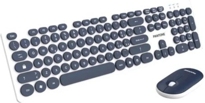 Pantone PT-MK004N Tastiera + Mouse USB e Wireless QWERTY (Blu - Bianco)