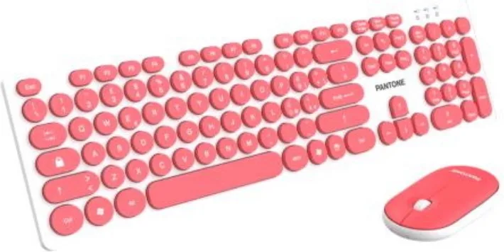Pantone PT-MK004S Tastiera + Mouse USB e Wireless Italiano (Rosa - Bianco)