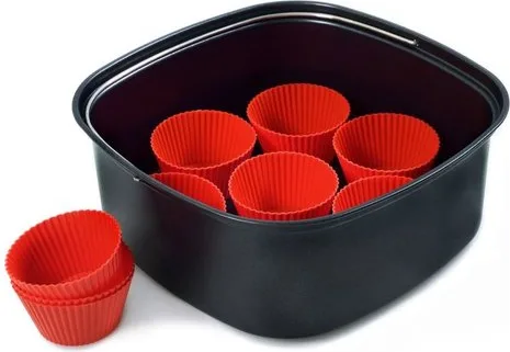 Philips HD9956-00 Kit Accessorio Cottura in Forno per Airfryer XXL vassoio 3L 9 stampi muffin silicone colore Nero Rosso