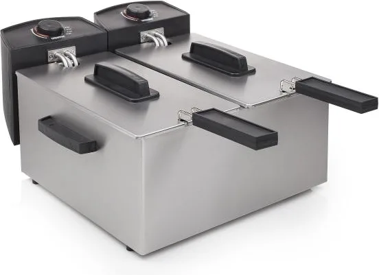 PRINCESS 183123 FRIGGITRICE DOPPIA FRIGGITRICE, capacità 1,2 l, Max potenza 1800 W, ACCIAIO E PLASTICA NERA
