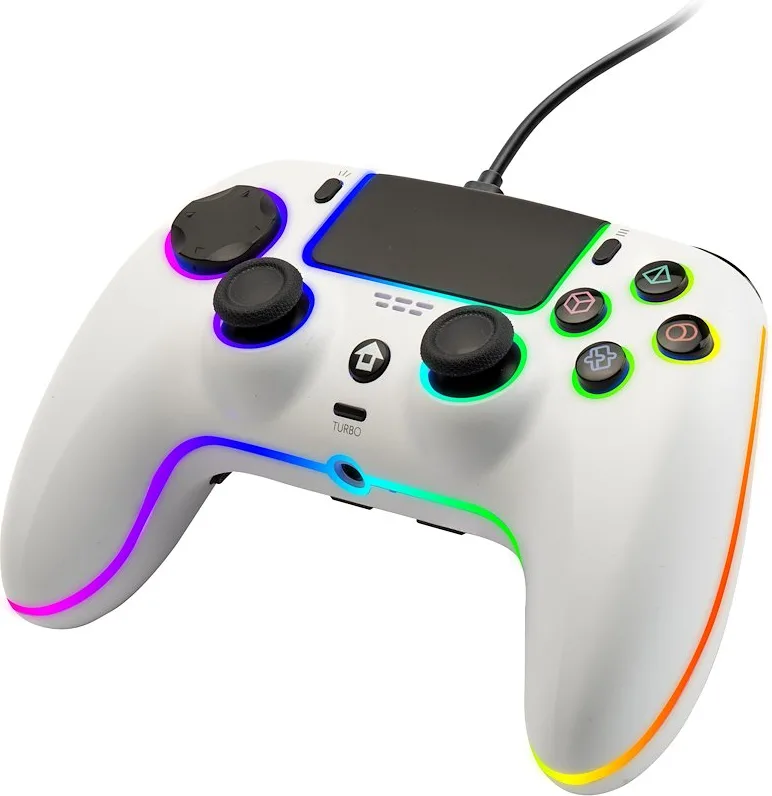 Qubick COP50016 Controller Cablato per PS5 e PC USB-C RGB Hall Effect Touchpad Vibrazione Doppio Motore colore Bianco