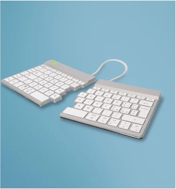 R-Go Tools RGOSBITWLWH Tastiera ergonomica split Bluetooth QWERTY italiano 60 tasti meccanismo a forbice software pausa integrato colore Bianco