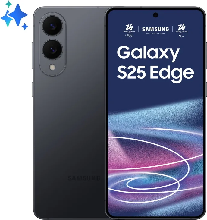 Samsung Galaxy S25 Edge, Smartphone AI, Display 6.7'' QHD+ Dynamic AMOLED 2X, Fotocamera 200MP, RAM 12GB, 512GB, 3.900 mAh, Titanium Jetblack